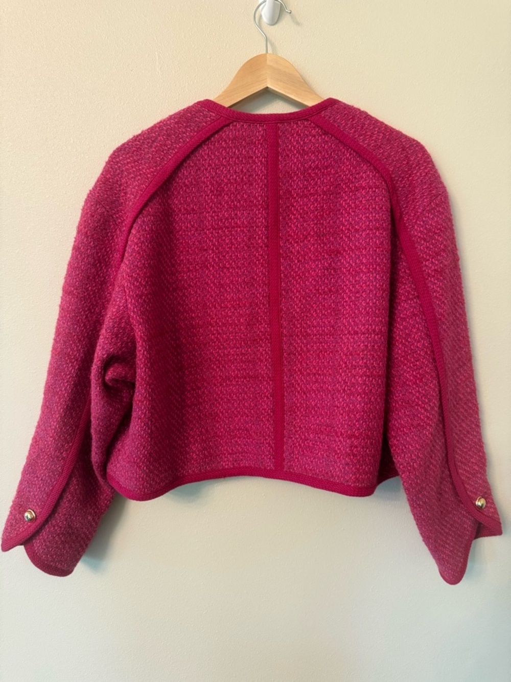 ba&sh Brittany Lady Jacket Pink Tweed Gold Button Cropped Size M - Picture 6 of 13